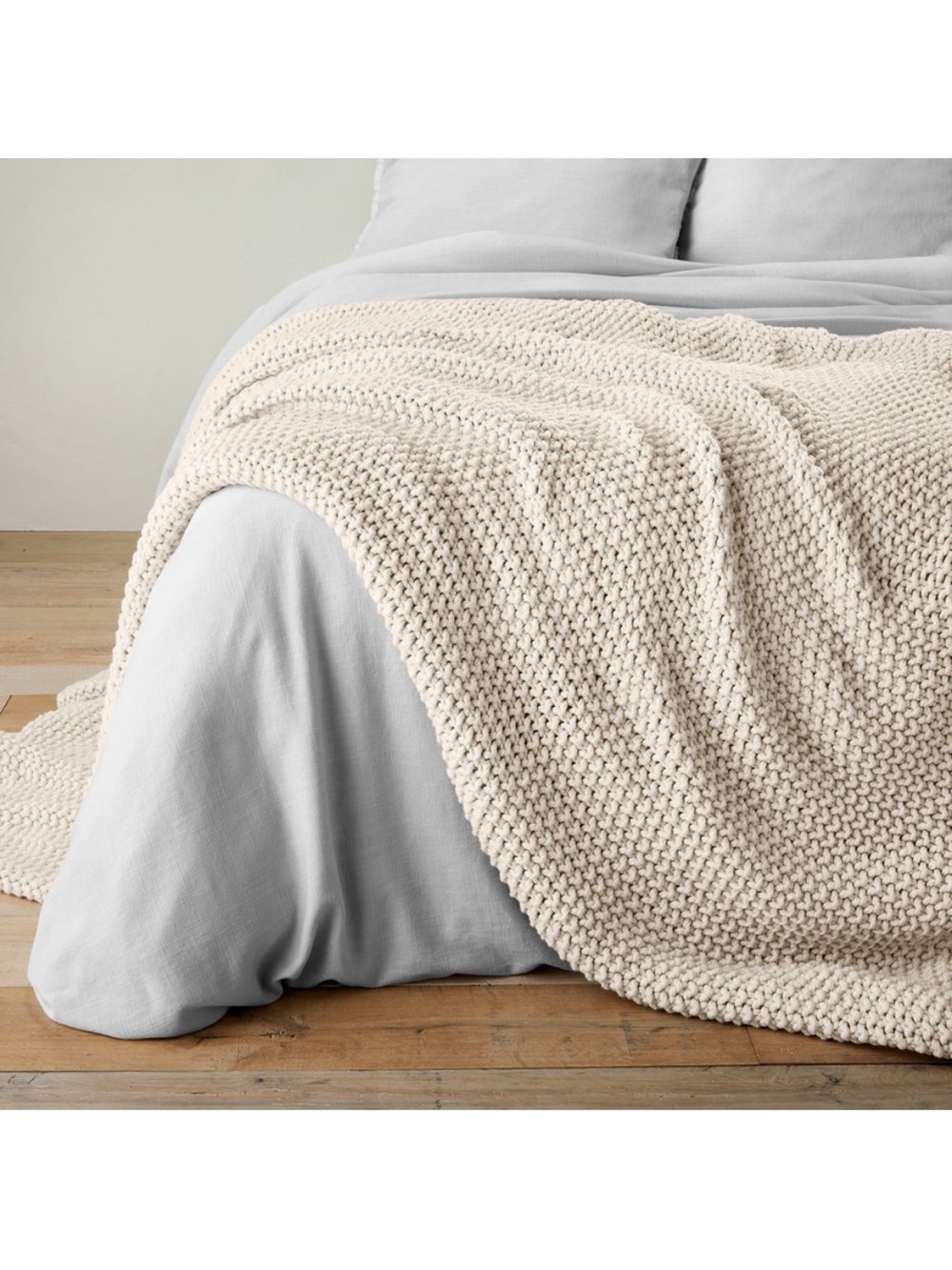 Full/Queen Chunky Knit Bed Blanket Natural - Casaluna™ - Picture 2 of 5